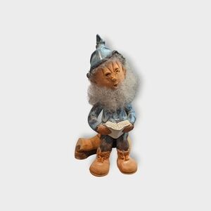 Unique Handmade Whimsical Gnome Figurine with Book